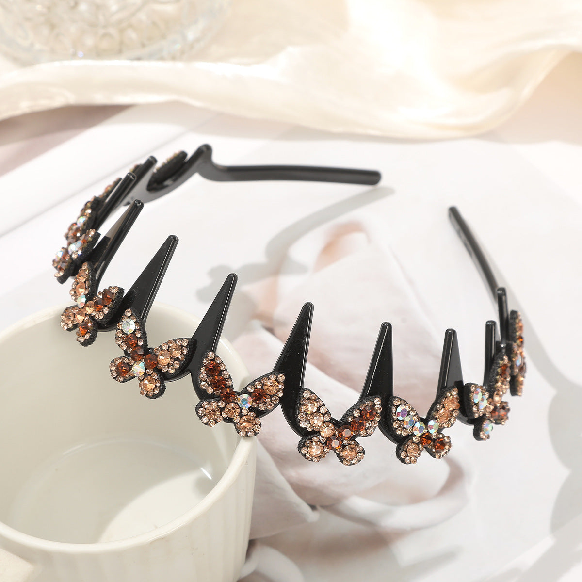 🦋Wavy Crystal Butterfly Headband Set for Women