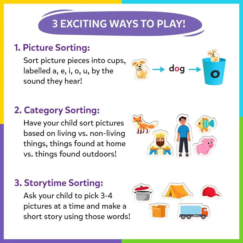 📚 Turn Vowel Sounds Into Play — 100+ Piece Phonics Sorting Toy for Kids Ages 4–7 ✨