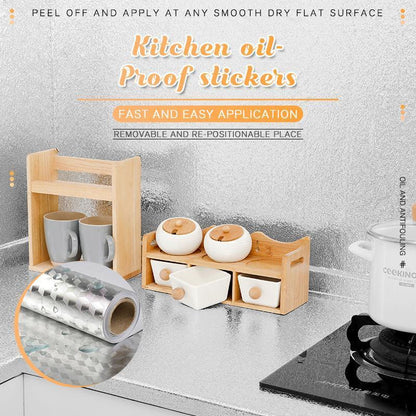 🏠 Premium Aluminum Foil Kitchen Sticker | Waterproof, Oil-Proof & Heat-Resistant DIY Wall & Cabinet Liner ✂️