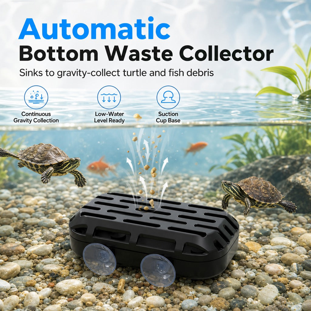 🐢Turtle Tank Poop Collector – Aquarium Waste Cleaner Box with Strong Suction Cups 🧼
