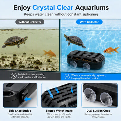 🐢Turtle Tank Poop Collector – Aquarium Waste Cleaner Box with Strong Suction Cups 🧼