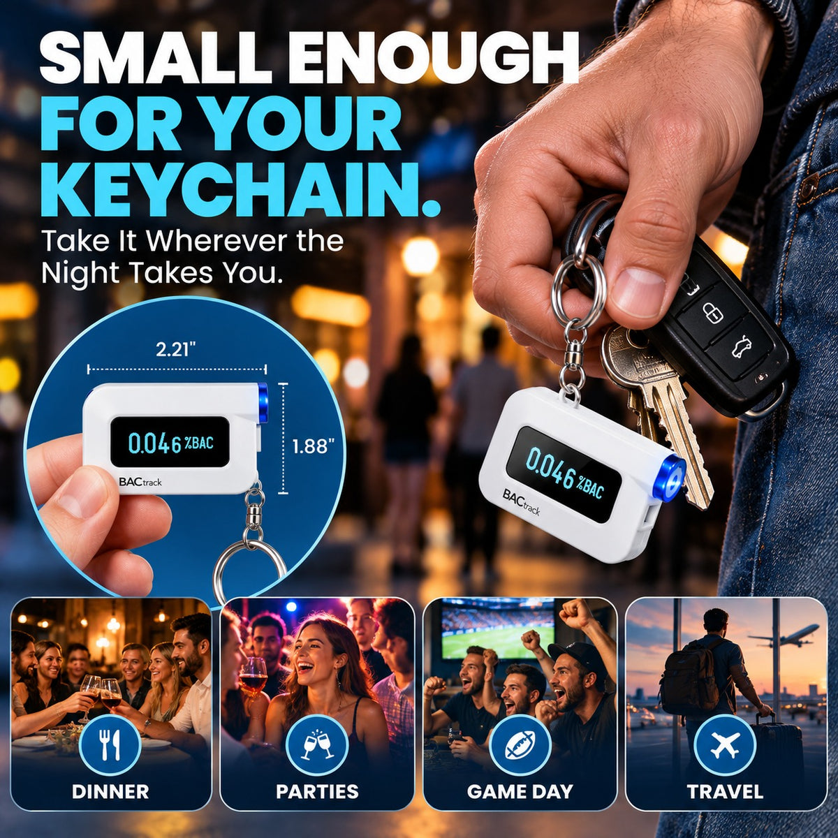 🚗 Professional Pocket Breathalyzer – Portable Keychain Alcohol Tester with Fuel Cell Sensor & Smart App Tracking 📱