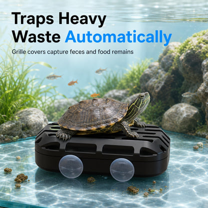 🐢Turtle Tank Poop Collector – Aquarium Waste Cleaner Box with Strong Suction Cups 🧼