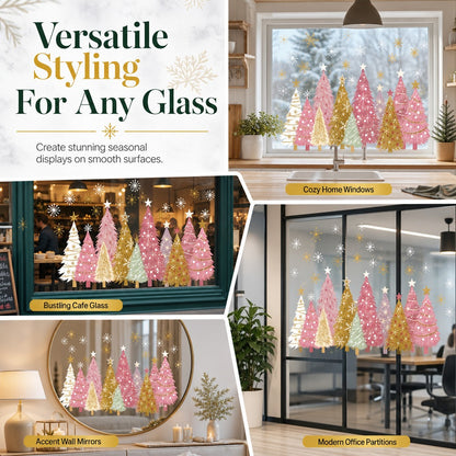 🎄 3-Piece Reusable Christmas Window Clings ✨ Double-Sided No-Glue Holiday Decals for Windows & Mirrors ❄️