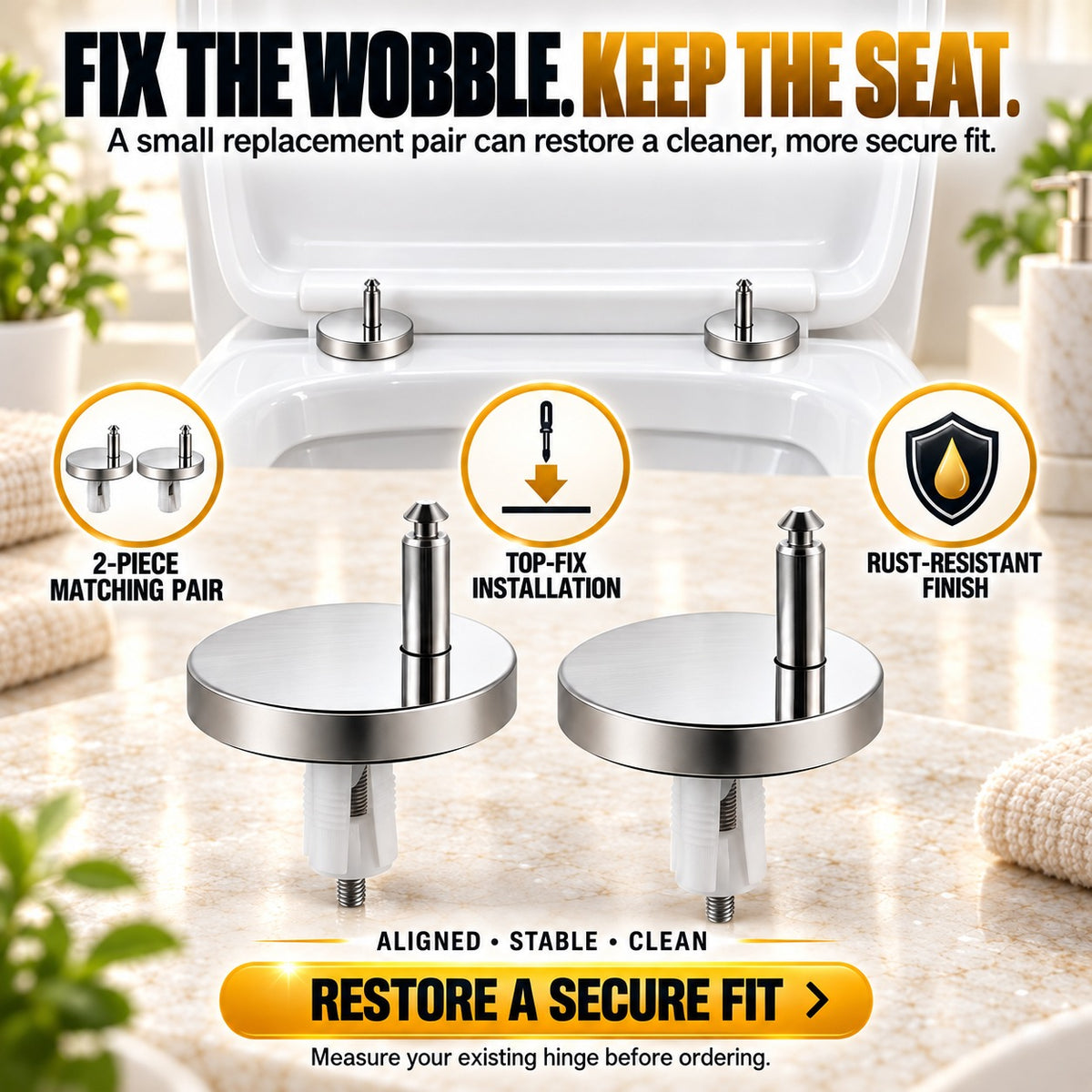 🔩🚽 Stop the Wobble Fast — Top-Fix Toilet Seat Hinge Bolts for a Firmer, More Secure Seat ✨