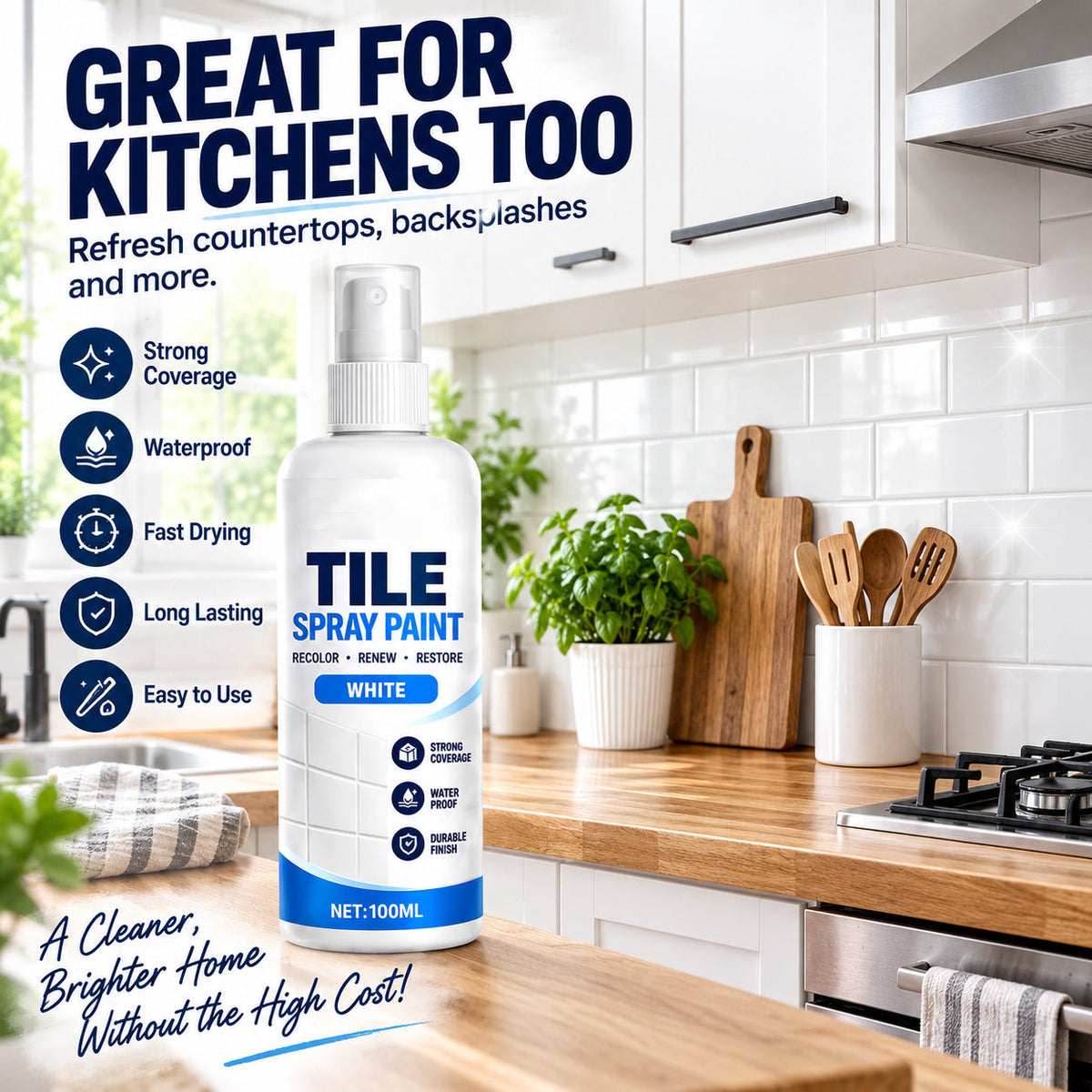 💧 Waterproof Tile Refinishing Spray Paint 🖌️ Easy No-Tile-Replacement Recolor & Renewal