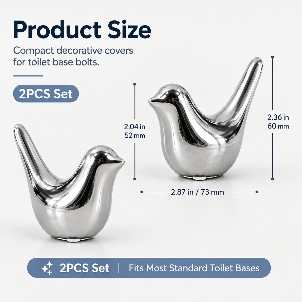 Decorative Toilet Bolt Caps – Aesthetic Ceramic Bird Covers for Ugly Bathroom Screws (2-Pack)