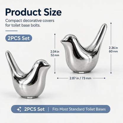 Decorative Toilet Bolt Caps – Aesthetic Ceramic Bird Covers for Ugly Bathroom Screws (2-Pack)