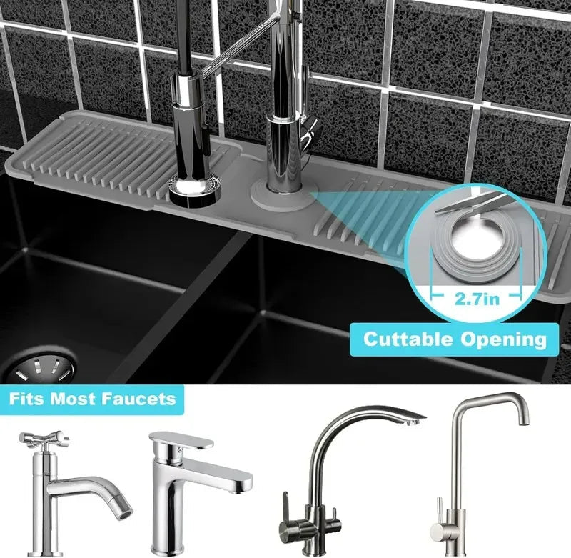🔥 BUY 1 GET 1 FREE Keep Your Countertops Dry & Clean! — Anti-Slip Silicone Faucet Splash Catcher 🧽💦