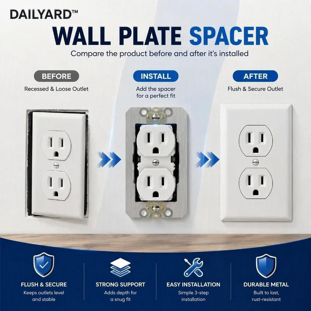 🔩 Heavy-Duty Metal Electrical Outlet Spacers – Flush Mount Leveling Plates for Loose or Recessed Boxes
