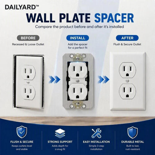 🔩 Heavy-Duty Metal Electrical Outlet Spacers – Flush Mount Leveling Plates for Loose or Recessed Boxes