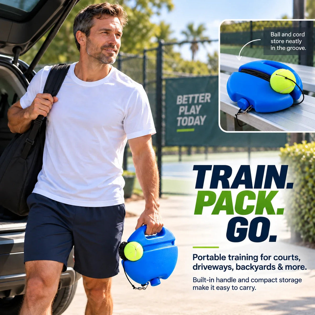 🎾 Practice Solo. Improve Faster. — Portable Tennis Rebound Trainer With Continuous Ball Return