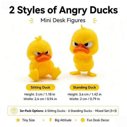 😠 Cute & Grumpy Duck Figurine Set – Funny Desk Toy & Novelty Gift Idea 🐥🎁