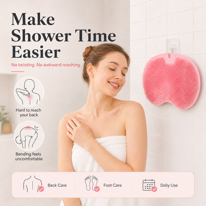 🚿 Say Goodbye to Back Pain & Scrubbing! 4-Pack Hands-Free Silicone Shower Mats 🦶