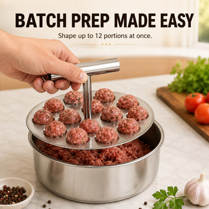 ⏱️ Stop Hand-Rolling Meatballs! — Stainless Steel Manual Multi-Portion Meatball Maker (6 & 12 Hole) 🥩✨