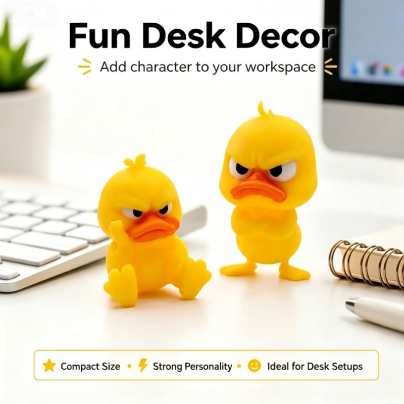 😠 Cute & Grumpy Duck Figurine Set – Funny Desk Toy & Novelty Gift Idea 🐥🎁