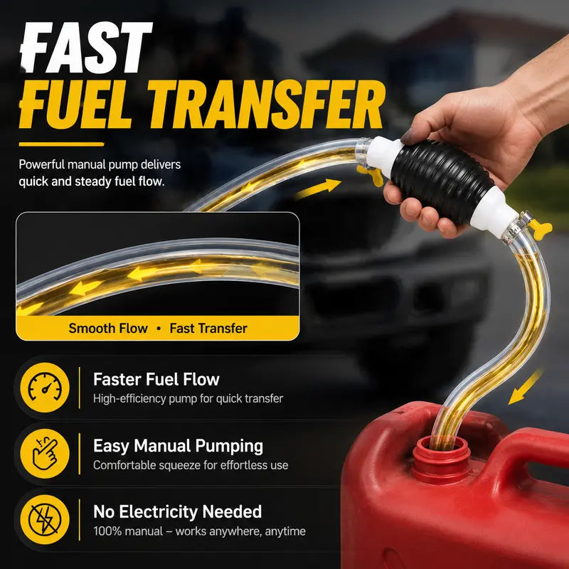 🔥 Manual Siphon Pump Kit with Hose & Bulb ⛽ | Multi-Purpose Liquid Transfer for Fuel, Water & Oil! 🚀