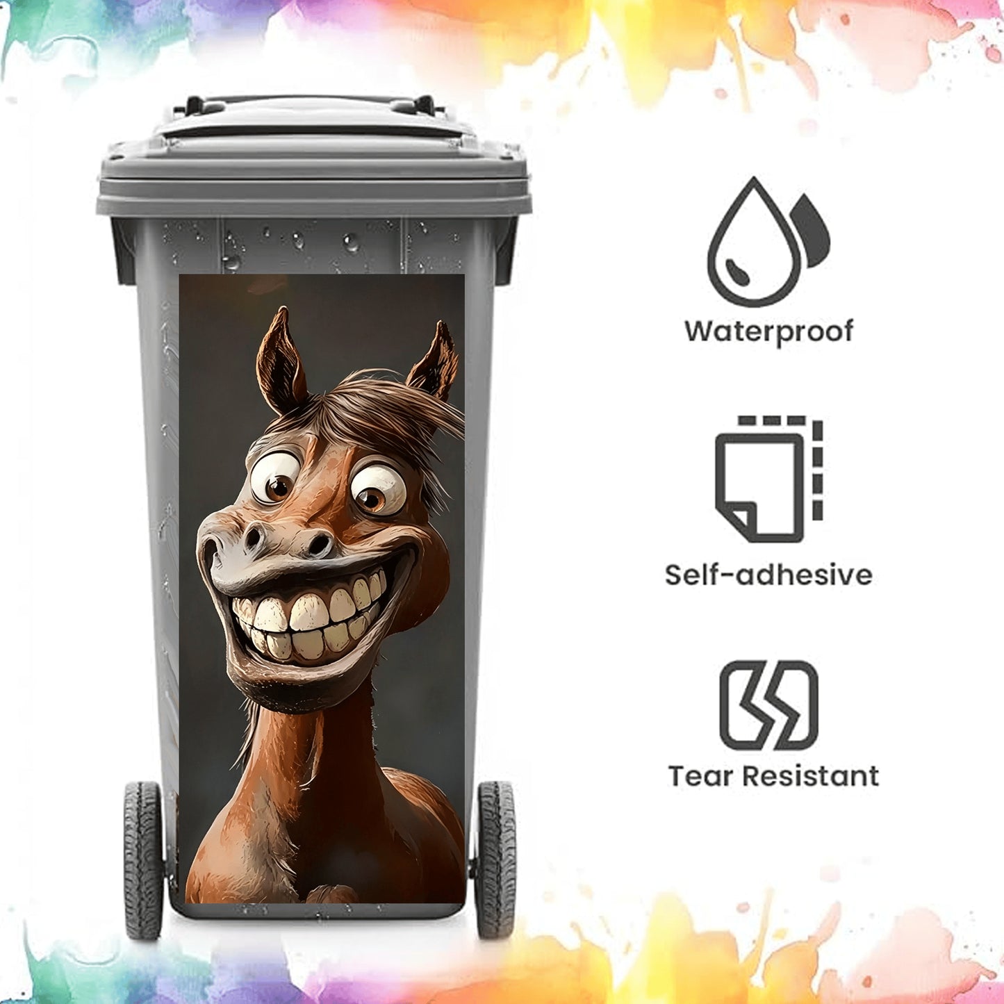 Creative Trash Can Sticker with Colourful Cartoon✨