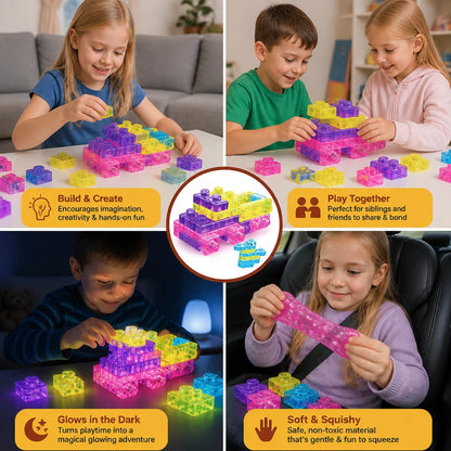 🌙 Glow-in-the-Dark Squishy Jelly Building Blocks – Soft Creative Building Toy for Kids