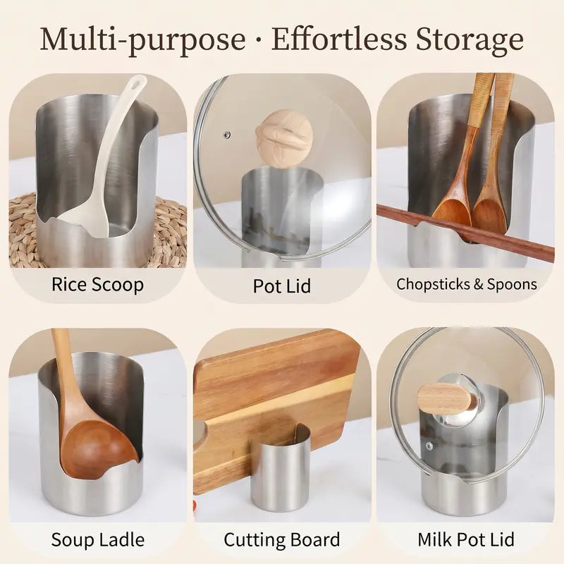 🍳 Keep Your Kitchen Neat & Tidy! Thickened Stainless Steel Utensil Holder & Countertop Organizer ✨