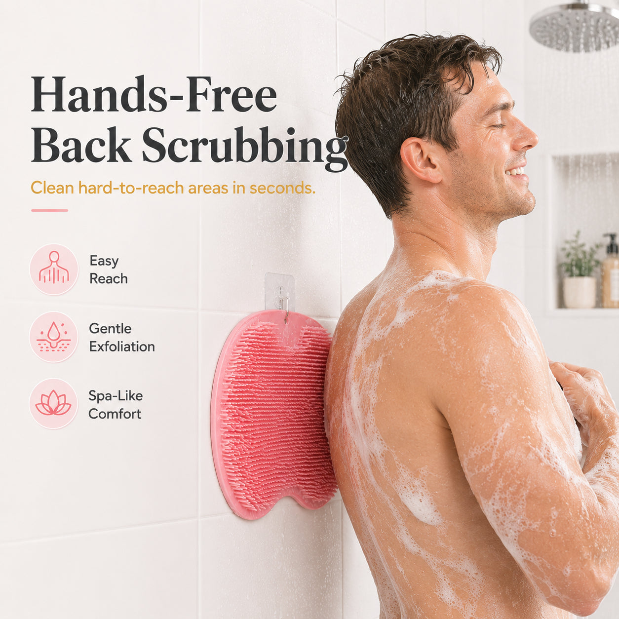🚿 Say Goodbye to Back Pain & Scrubbing! 4-Pack Hands-Free Silicone Shower Mats 🦶