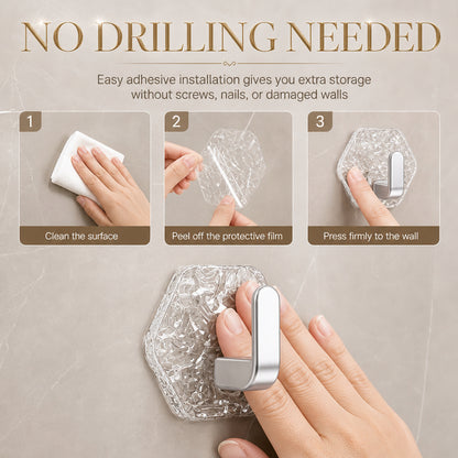 🔥 Crystal Clear Heavy Duty Adhesive Wall Hooks 💎 | Damage-Free Waterproof & Oilproof Hanging Utility Hook ✨
