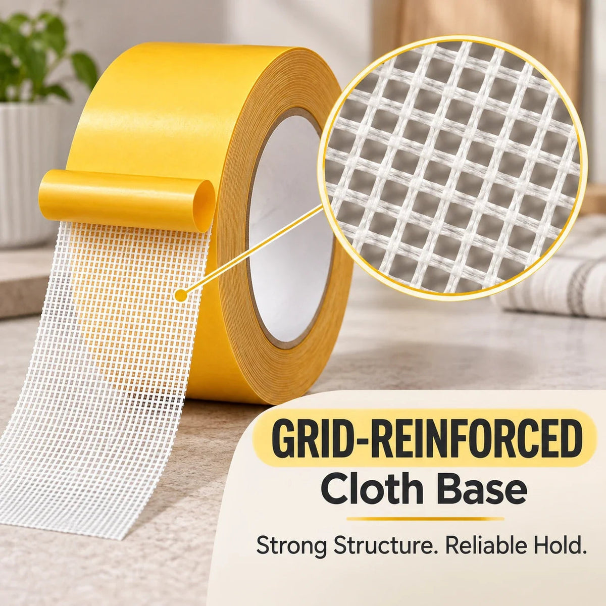 🏠 Multi-Surface Fiber Mesh Tape – Strong Hold for Carpets, Rugs & Home Decor 🛠️