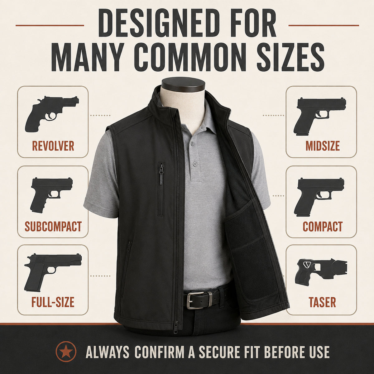 Men’s Everyday Concealment Vest –  Inner Storage