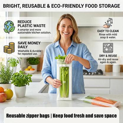 🔥Reusable Long Food Storage Bags Keep Food Fresh Longer. Organize Your Kitchen Smarter.