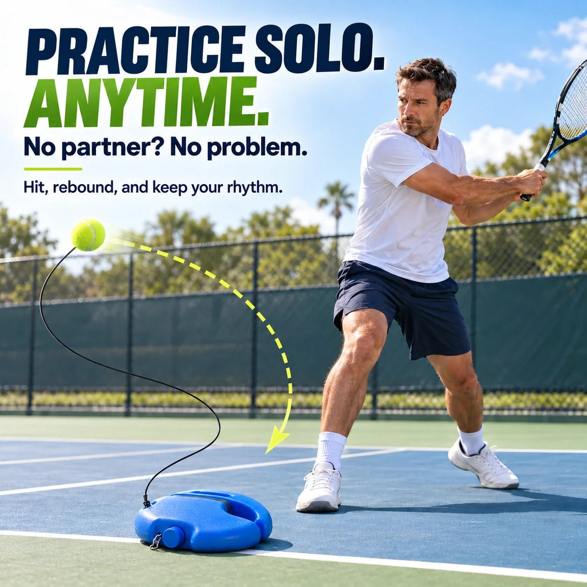 🎾 Practice Solo. Improve Faster. — Portable Tennis Rebound Trainer With Continuous Ball Return