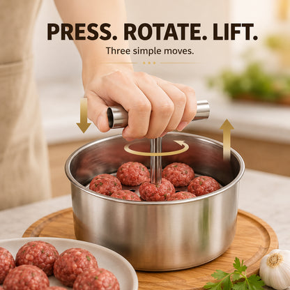 ⏱️ Stop Hand-Rolling Meatballs! — Stainless Steel Manual Multi-Portion Meatball Maker (6 & 12 Hole) 🥩✨