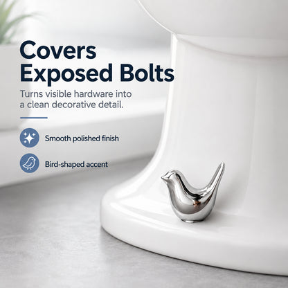 Decorative Toilet Bolt Caps – Aesthetic Ceramic Bird Covers for Ugly Bathroom Screws (2-Pack)
