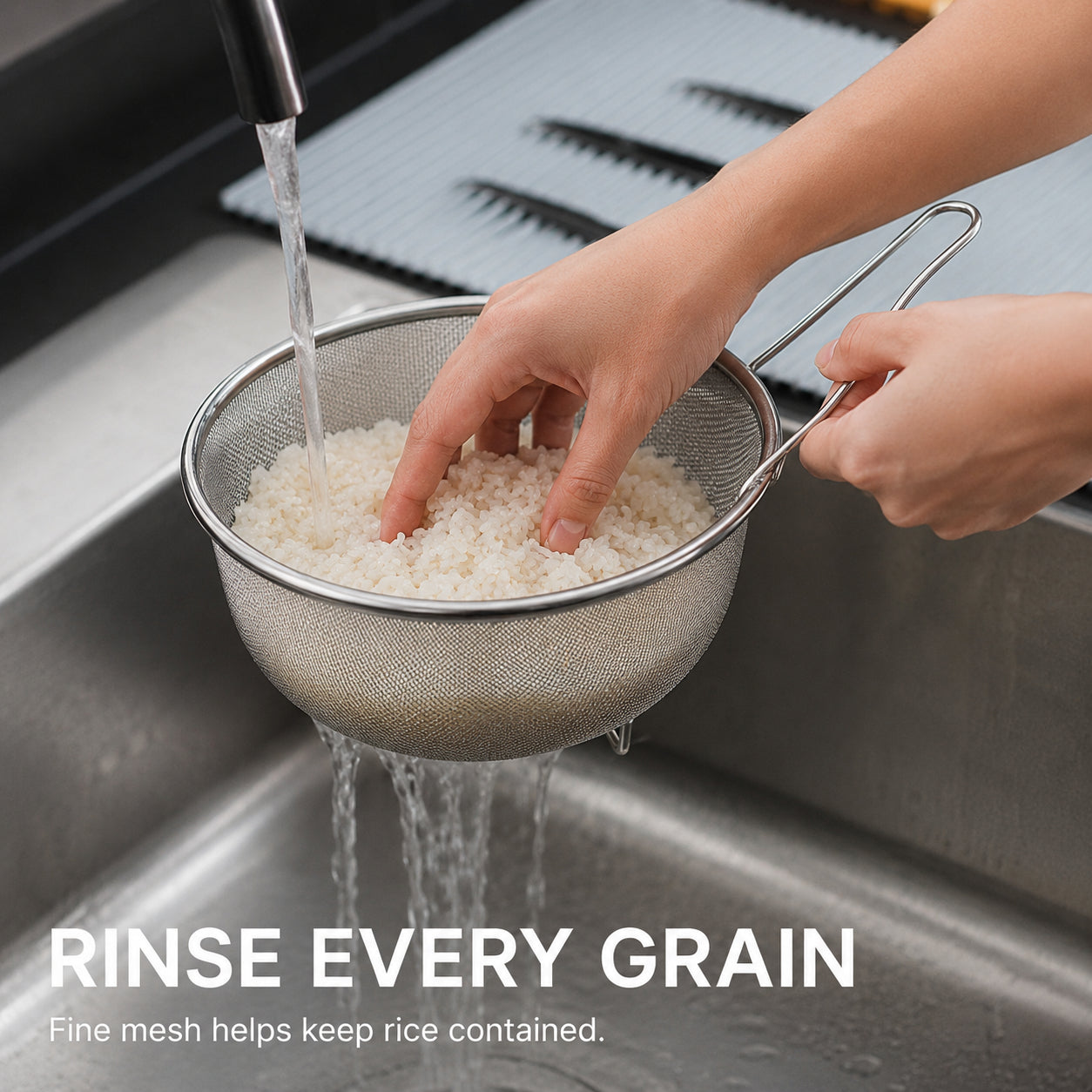 🌟 Premium Stainless Steel Sieve with Ergonomic Handle 🍳 — Durable, Rust-Proof & Easy to Clean! 💧