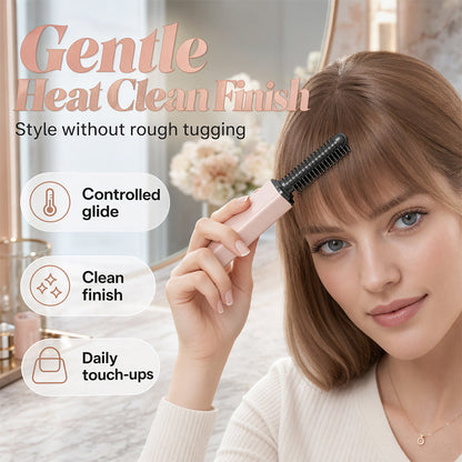 🔥 Portable Wireless Mini Bang Heated Styling Comb ⚡ — 3 Seconds Fringe Straightening & Touch-Up! ✨
