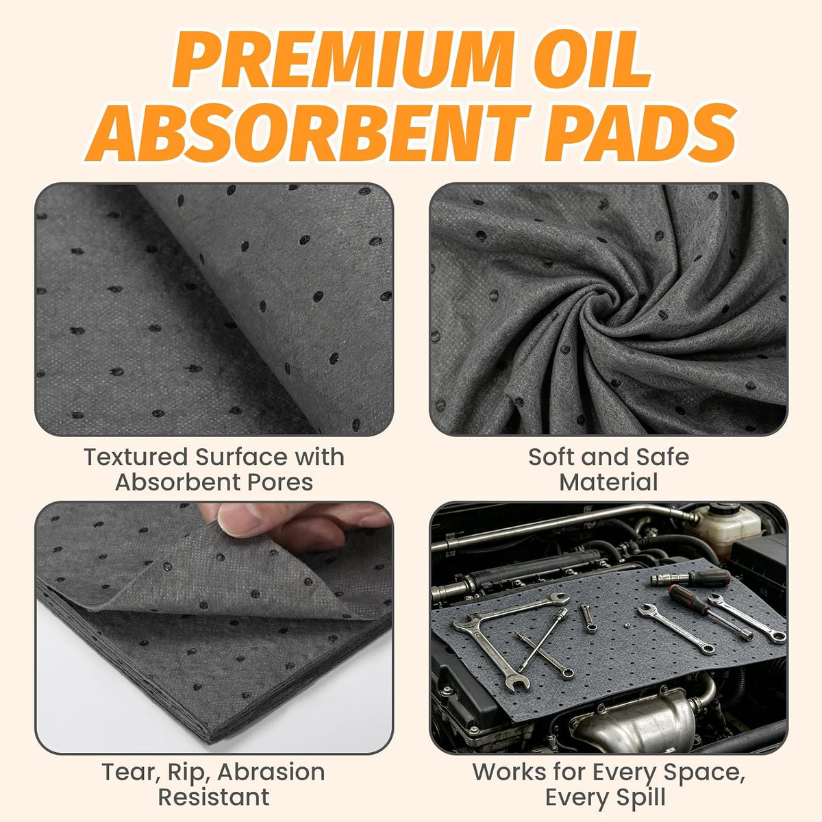 🔥 Premium Heavy-Duty Oil Absorbent Pads | Multifunctional Anti-Slip Mat (10Pcs) 💧