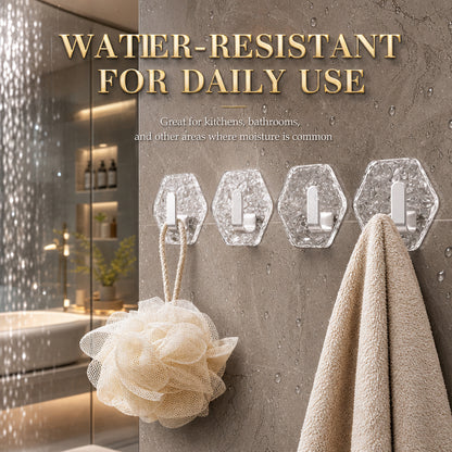 🔥 Crystal Clear Heavy Duty Adhesive Wall Hooks 💎 | Damage-Free Waterproof & Oilproof Hanging Utility Hook ✨