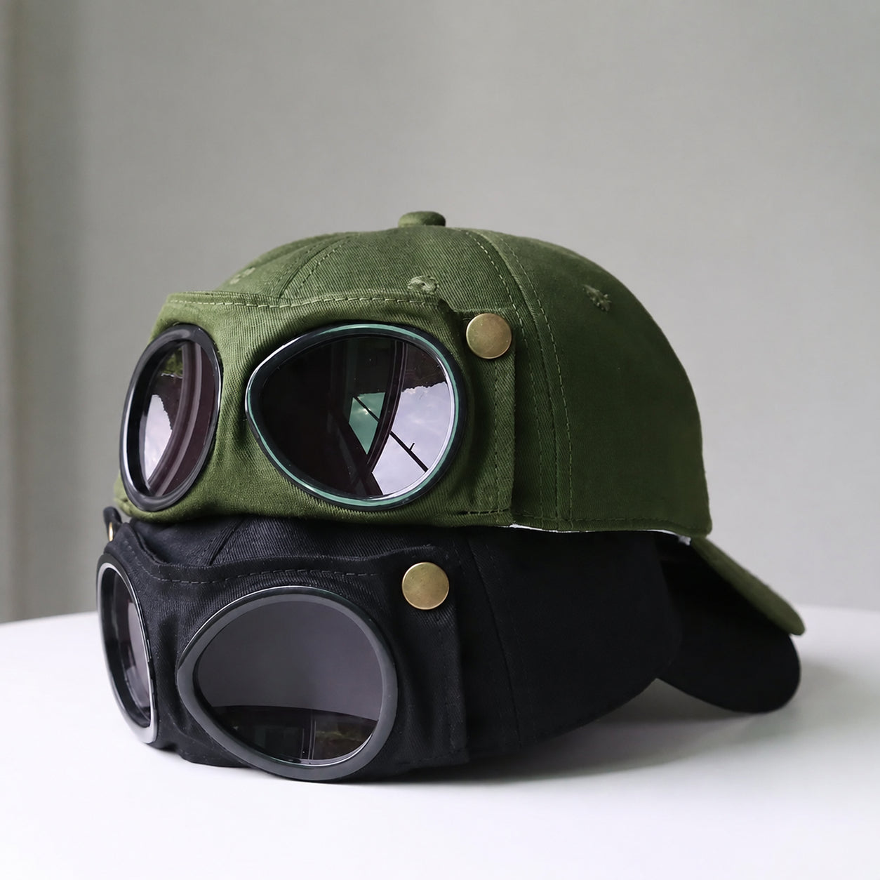 🧢Steampunk Aviator Baseball Cap with Flip-Up Goggles and Cat Ears🐱