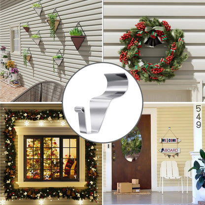 ⚓Damage-Free Stainless Steel Vinyl Siding Hooks – Heavy-Duty No-Drill Hangers for Outdoor Lights & Wreaths