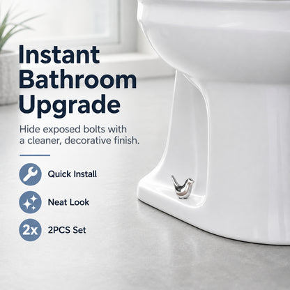 Decorative Toilet Bolt Caps – Aesthetic Ceramic Bird Covers for Ugly Bathroom Screws (2-Pack)