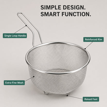 🌟 Premium Stainless Steel Sieve with Ergonomic Handle 🍳 — Durable, Rust-Proof & Easy to Clean! 💧