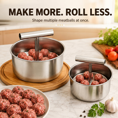 ⏱️ Stop Hand-Rolling Meatballs! — Stainless Steel Manual Multi-Portion Meatball Maker (6 & 12 Hole) 🥩✨
