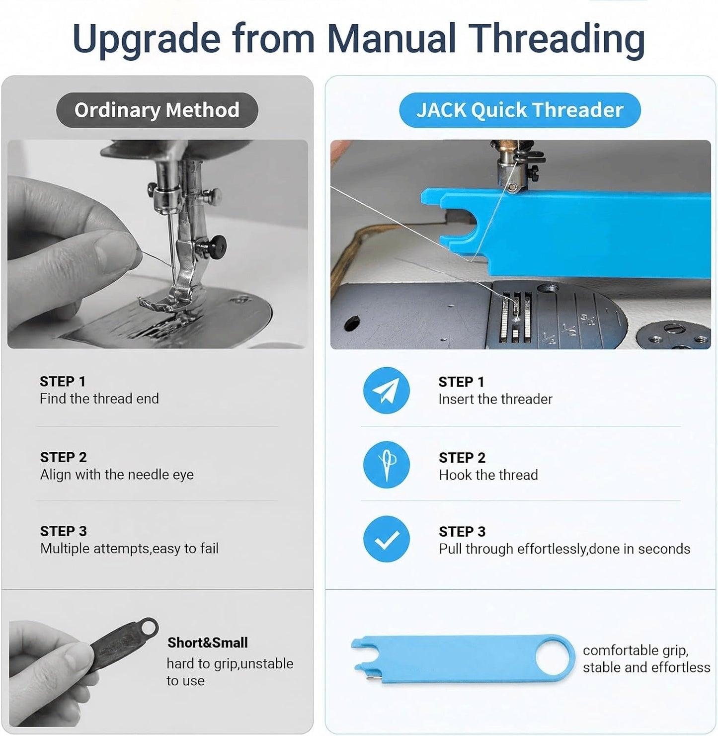 🎁 4-in-1 Easy Needle Threader Tool ✨ | Comfortable Grip for Tailors & Sewing Lovers 🪡