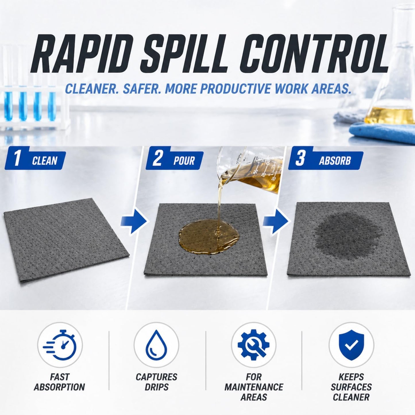 🔥 Premium Heavy-Duty Oil Absorbent Pads | Multifunctional Anti-Slip Mat (10Pcs) 💧