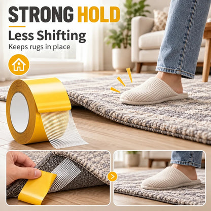 🏠 Multi-Surface Fiber Mesh Tape – Strong Hold for Carpets, Rugs & Home Decor 🛠️