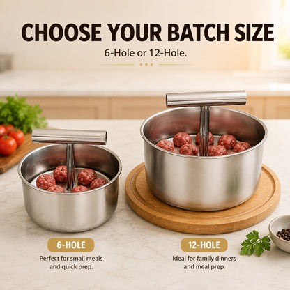 ⏱️ Stop Hand-Rolling Meatballs! — Stainless Steel Manual Multi-Portion Meatball Maker (6 & 12 Hole) 🥩✨