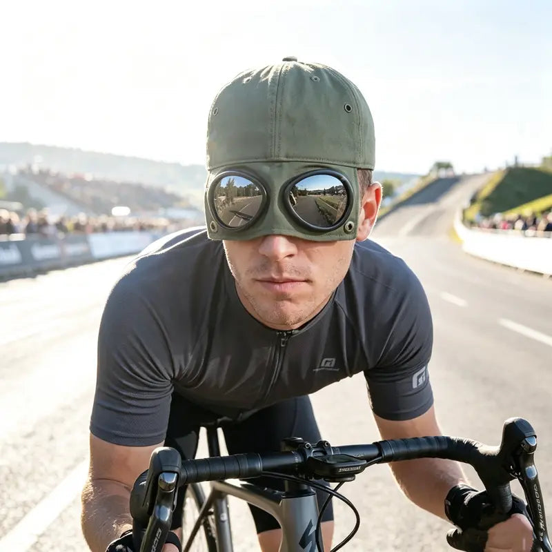 🧢Steampunk Aviator Baseball Cap with Flip-Up Goggles and Cat Ears🐱