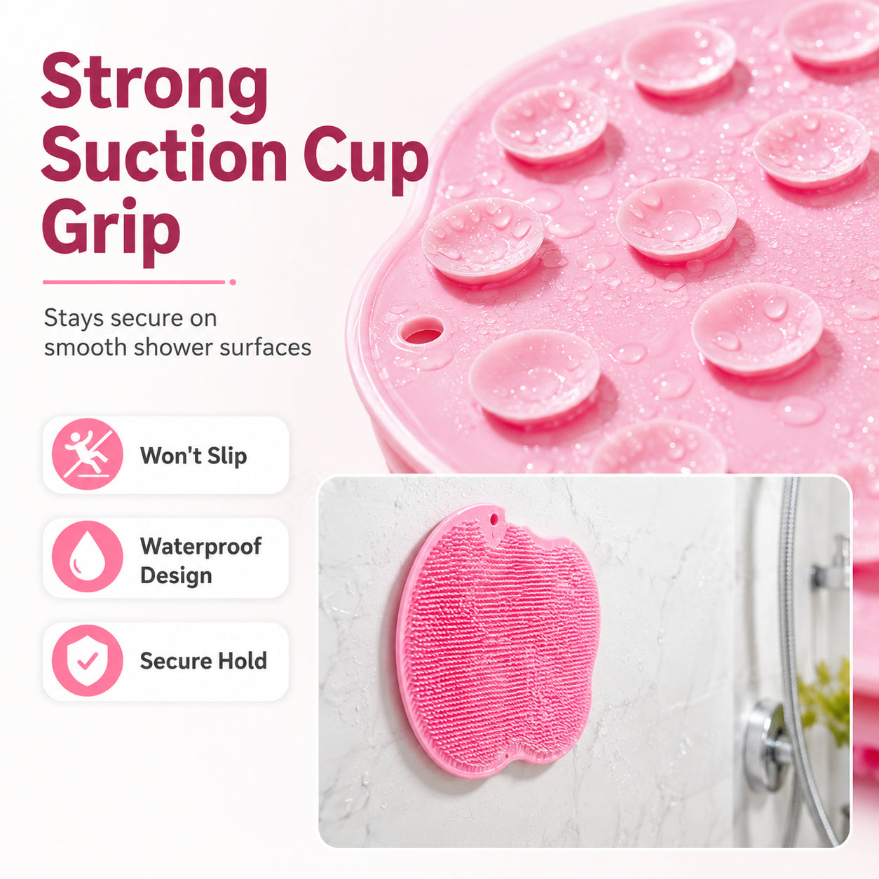 🚿 Say Goodbye to Back Pain & Scrubbing! 4-Pack Hands-Free Silicone Shower Mats 🦶
