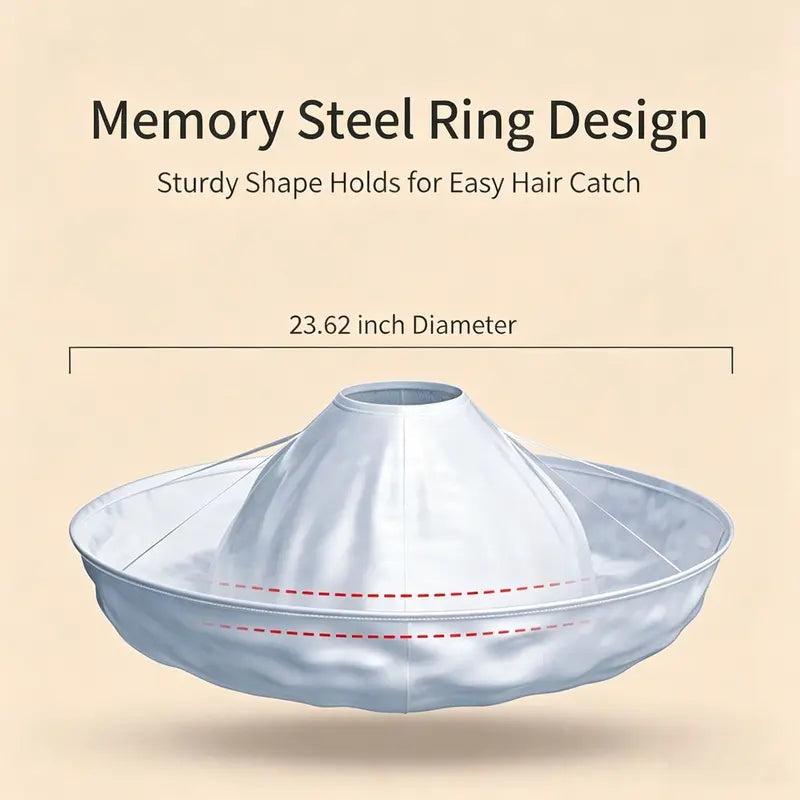 ✂️ Foldable Hair Catch Cape – Memory Steel Ring for Instant Mess-Free Grooming 🌀
