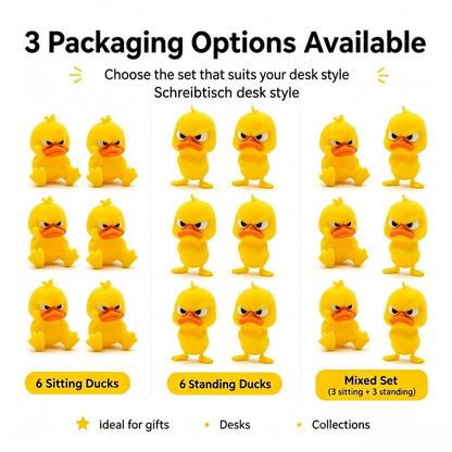 😠 Cute & Grumpy Duck Figurine Set – Funny Desk Toy & Novelty Gift Idea 🐥🎁
