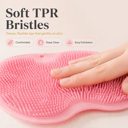 🚿 Say Goodbye to Back Pain & Scrubbing! 4-Pack Hands-Free Silicone Shower Mats 🦶